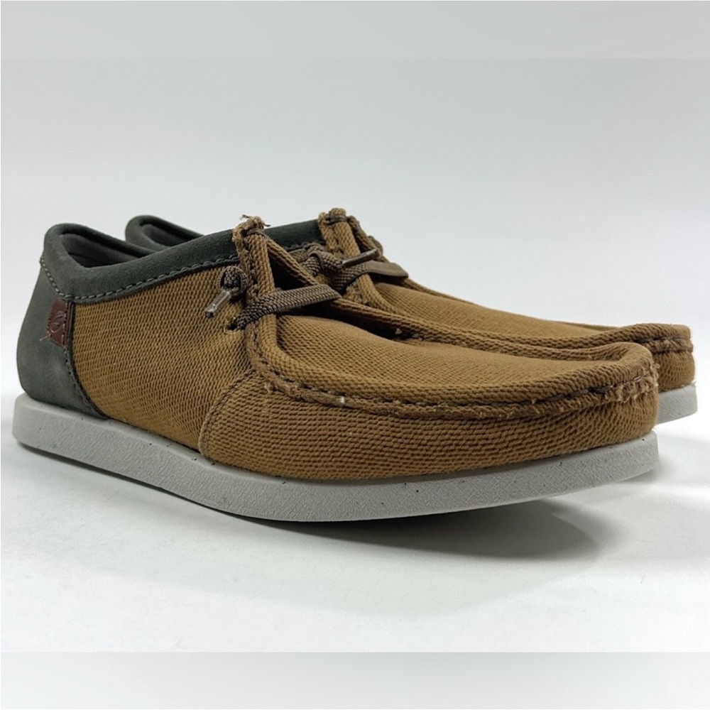 Clarks Shacrelite Tan Brown Canvas Mens 8.5 Moc Sneakers Shoes Casual 26164705
